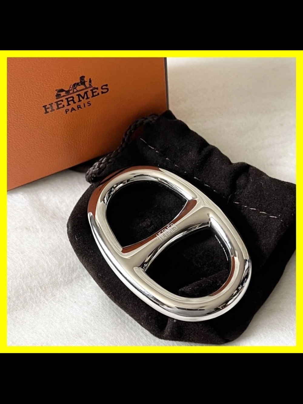 Hermes Silver Double 'H' Ring
